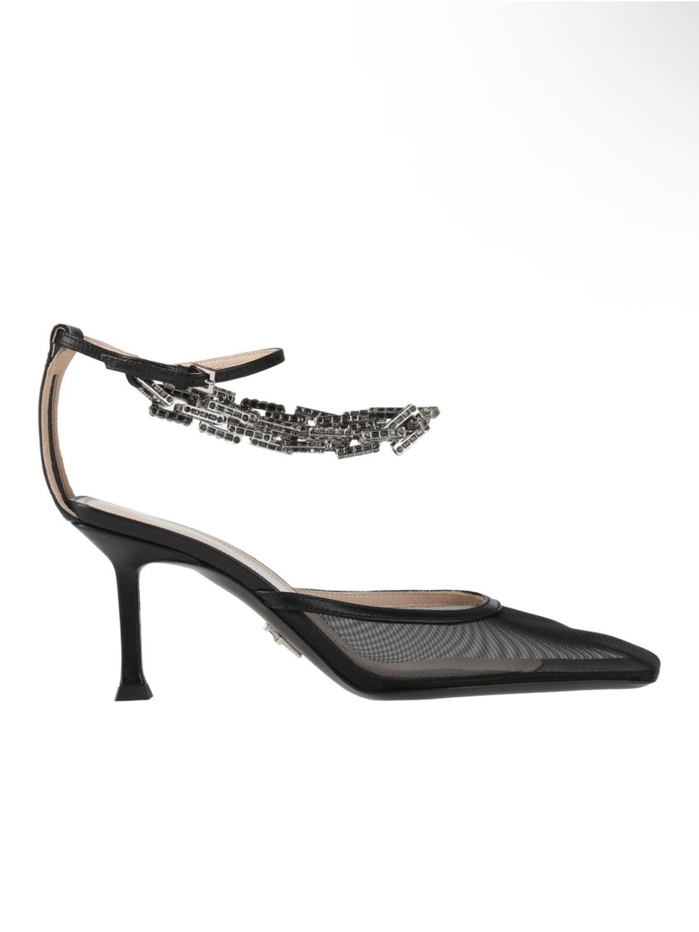 CESARE PACIOTTI Chain Embellished Mesh Pumps • Size 38 • Black NWT RARE